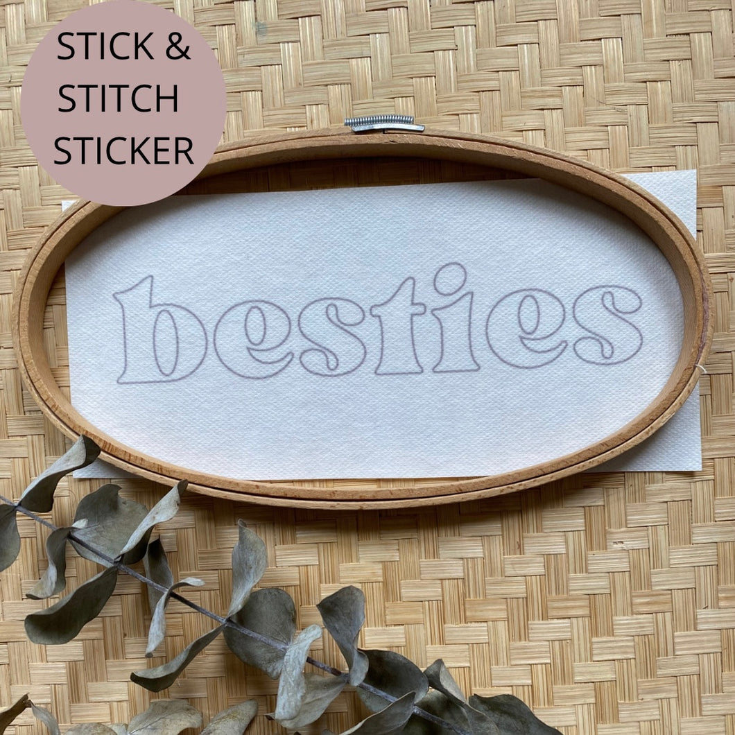 “besties” stick and stitch sticker